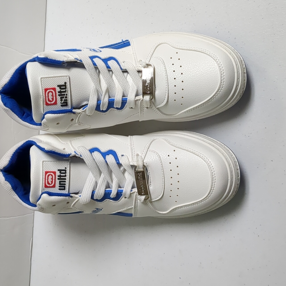 Ecko Unlimited Shoes Men's Size 8 White & Blue Mid-Top Athletic Running Shoes